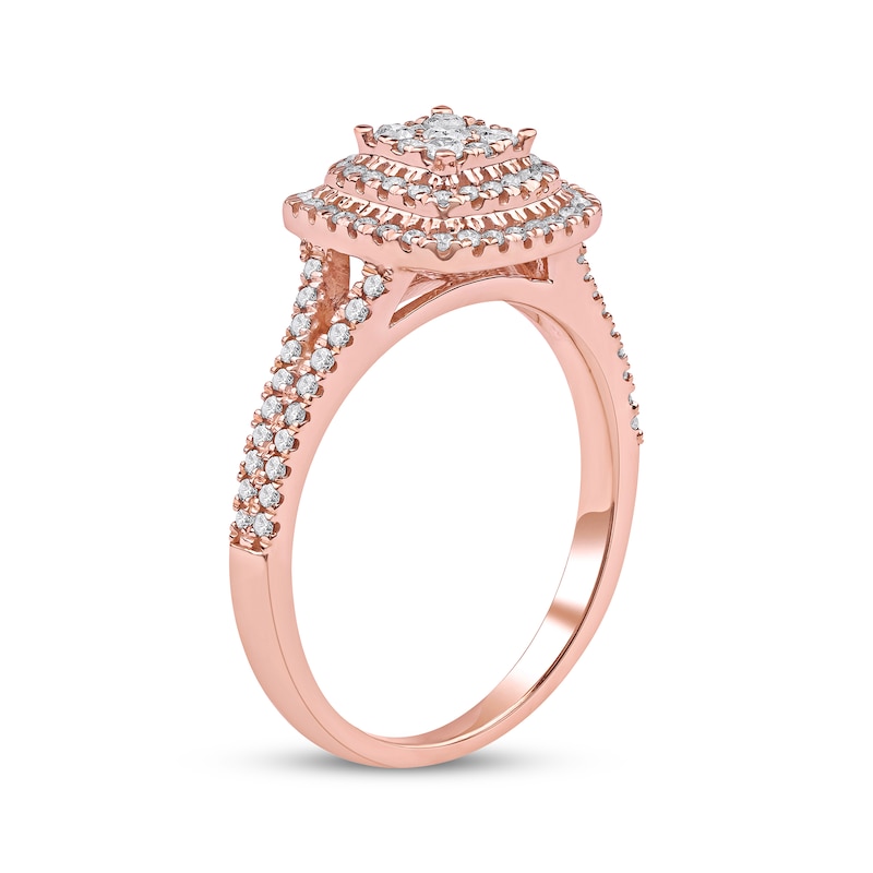 Main Image 2 of Now + Forever Multi-Diamond Cushion-Shaped Double Halo Engagement Ring 3/8 ct tw 10K Rose Gold