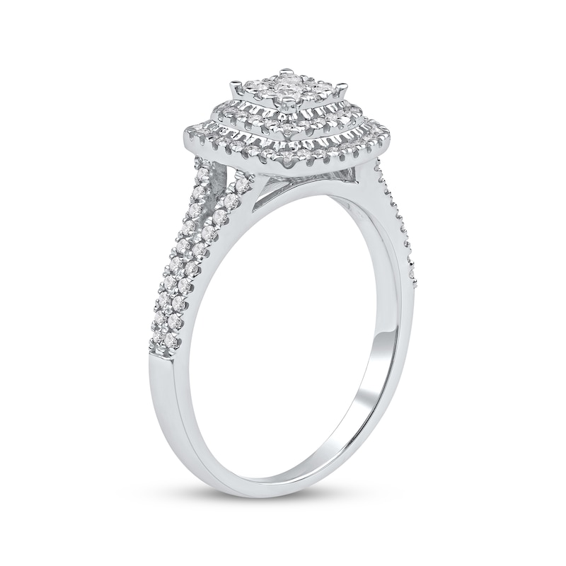 Main Image 2 of Now + Forever Multi-Diamond Cushion-Shaped Double Halo Engagement Ring 3/8 ct tw 10K White Gold