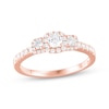 Thumbnail Image 1 of Now + Forever Diamond Three-Stone Halo Engagement Ring 1/2 ct tw 14K Rose Gold