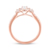 Thumbnail Image 3 of Now + Forever Diamond Three-Stone Halo Engagement Ring 1/2 ct tw 14K Rose Gold