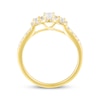 Thumbnail Image 3 of Now + Forever Diamond Three-Stone Halo Engagement Ring 1/2 ct tw 14K Yellow Gold