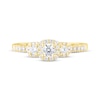 Thumbnail Image 4 of Now + Forever Diamond Three-Stone Halo Engagement Ring 1/2 ct tw 14K Yellow Gold