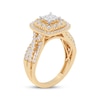 Thumbnail Image 2 of Now + Forever Princess-Cut Quad Diamond Double Halo Engagement Ring 1 ct tw 14K Yellow Gold