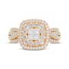 Thumbnail Image 3 of Now + Forever Princess-Cut Quad Diamond Double Halo Engagement Ring 1 ct tw 14K Yellow Gold