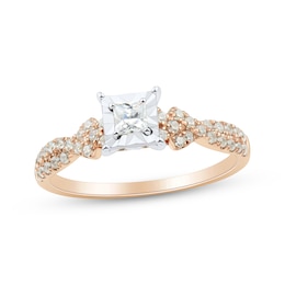 Now + Forever Princess-Cut Diamond Engagement Ring 1/2 ct tw 14K Two-Tone Gold