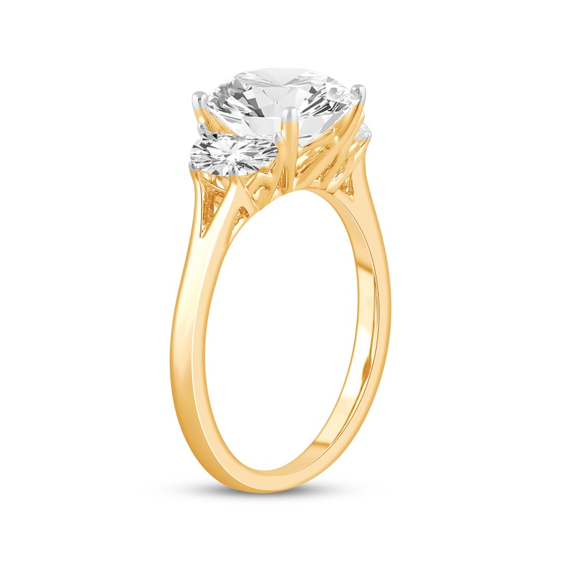Main Image 2 of Memories Moments Magic Lab-Grown Diamonds Round-Cut Three-Stone Engagement Ring 3-3/4 ct tw 14K Yellow Gold