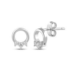 Diamond Circle Mini Stud Earrings 1/10 ct tw Sterling Silver