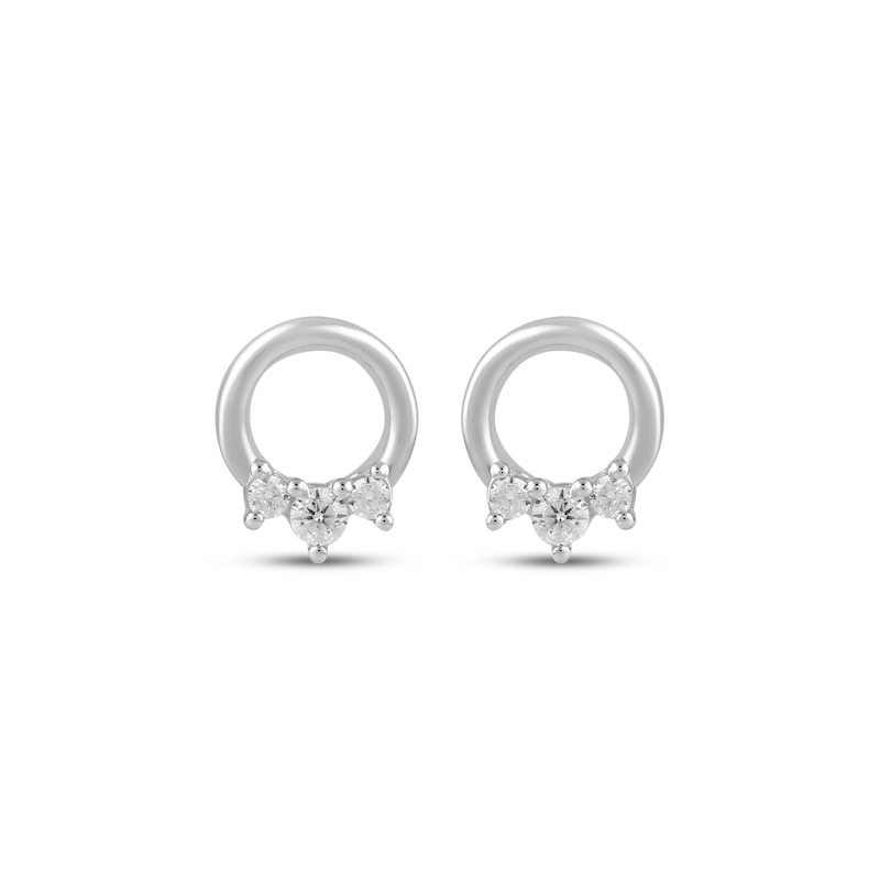 Main Image 2 of Diamond Circle Mini Stud Earrings 1/10 ct tw Sterling Silver