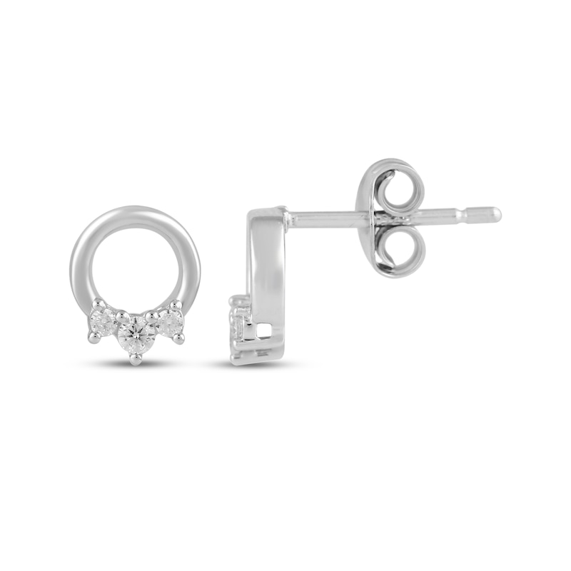 Main Image 3 of Diamond Circle Mini Stud Earrings 1/10 ct tw Sterling Silver