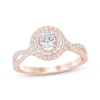 Thumbnail Image 1 of Now + Forever Round-Cut Diamond Double Halo Engagement Ring 1/2 ct tw 10K Rose Gold