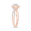 Thumbnail Image 2 of Now + Forever Round-Cut Diamond Double Halo Engagement Ring 1/2 ct tw 10K Rose Gold