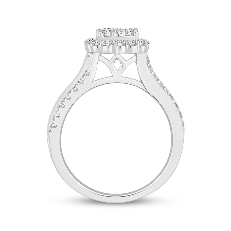 Main Image 2 of Now + Forever Multi-Diamond Cushion Halo Engagement Ring 1 ct tw 14K White Gold