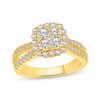 Thumbnail Image 1 of Now + Forever Multi-Diamond Cushion Halo Engagement Ring 1 ct tw 14K Yellow Gold