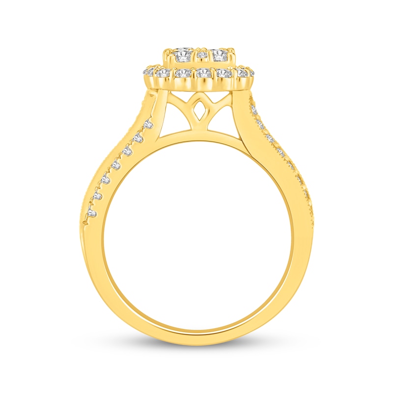 Main Image 3 of Now + Forever Multi-Diamond Cushion Halo Engagement Ring 1 ct tw 14K Yellow Gold