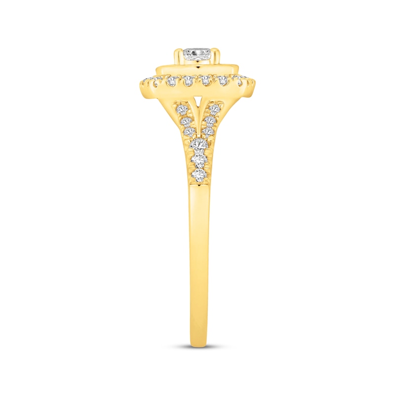 Main Image 2 of Now + Forever Princess-Cut Diamond Double Cushion Halo Engagement Ring 5/8 ct tw 14K Yellow Gold