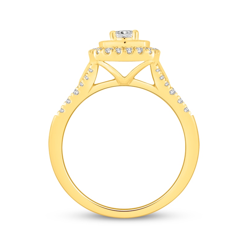Main Image 3 of Now + Forever Princess-Cut Diamond Double Cushion Halo Engagement Ring 5/8 ct tw 14K Yellow Gold
