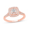 Thumbnail Image 1 of Now + Forever Princess-Cut Diamond Double Cushion Halo Engagement Ring 5/8 ct tw 14K Rose Gold