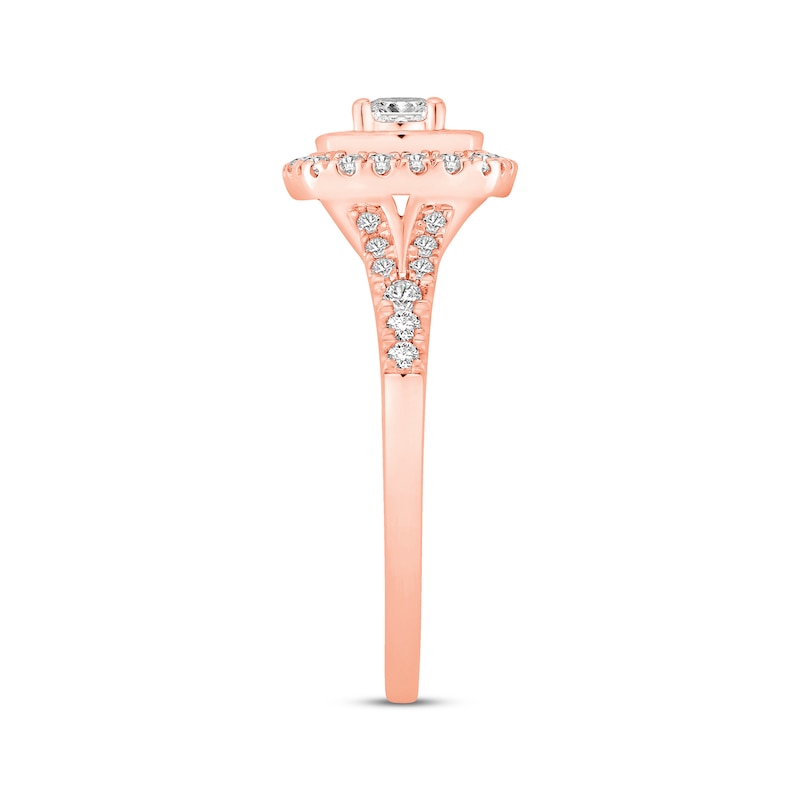 Main Image 2 of Now + Forever Princess-Cut Diamond Double Cushion Halo Engagement Ring 5/8 ct tw 14K Rose Gold