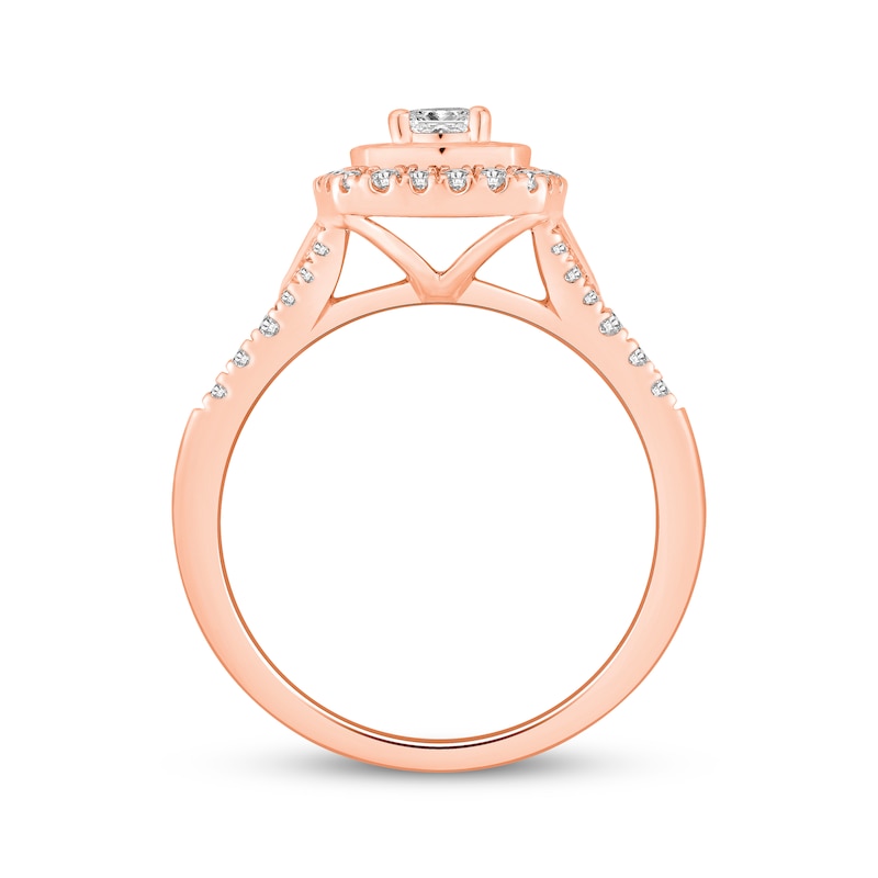 Main Image 3 of Now + Forever Princess-Cut Diamond Double Cushion Halo Engagement Ring 5/8 ct tw 14K Rose Gold