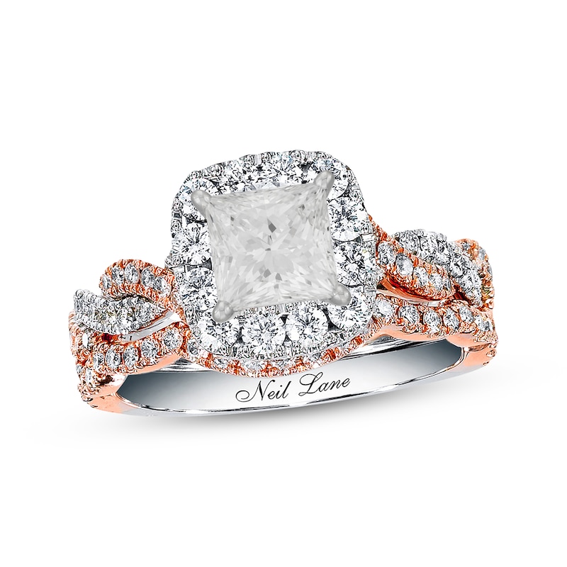 Main Image 1 of Neil Lane Princess-cut Diamond Bridal Set 1-3/4ct tw 14K White Gold and 14K Two-Tone Gold