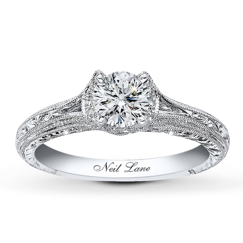Main Image 1 of Neil Lane Round Diamond Engagement Ring 1/2ct tw 14K White Gold