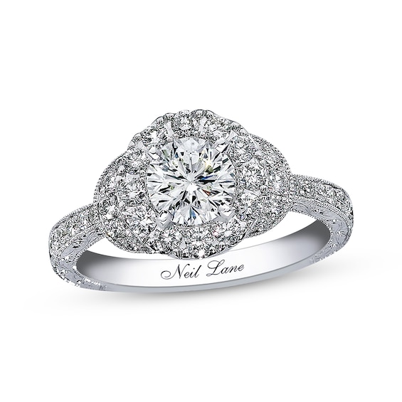 Neil Lane Round Diamond Engagement Ring 1-3/8ct tw 14K White Gold Size 5.5