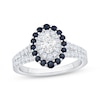 Thumbnail Image 1 of Now + Forever Oval-Cut Diamond & Blue Sapphire Double Halo Engagement Ring 5/8 ct tw 14K White Gold