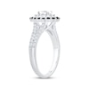 Thumbnail Image 2 of Now + Forever Oval-Cut Diamond & Blue Sapphire Double Halo Engagement Ring 5/8 ct tw 14K White Gold