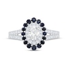 Thumbnail Image 3 of Now + Forever Oval-Cut Diamond & Blue Sapphire Double Halo Engagement Ring 5/8 ct tw 14K White Gold
