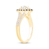 Thumbnail Image 2 of Now + Forever Oval-Cut Diamond & Blue Sapphire Double Halo Engagement Ring 5/8 ct tw 14K Yellow Gold