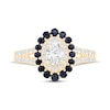 Thumbnail Image 3 of Now + Forever Oval-Cut Diamond & Blue Sapphire Double Halo Engagement Ring 5/8 ct tw 14K Yellow Gold