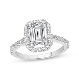 Now + Forever Lab-Grown Diamonds Emerald-Cut Halo Engagement Ring 2-1/2 ct tw Platinum