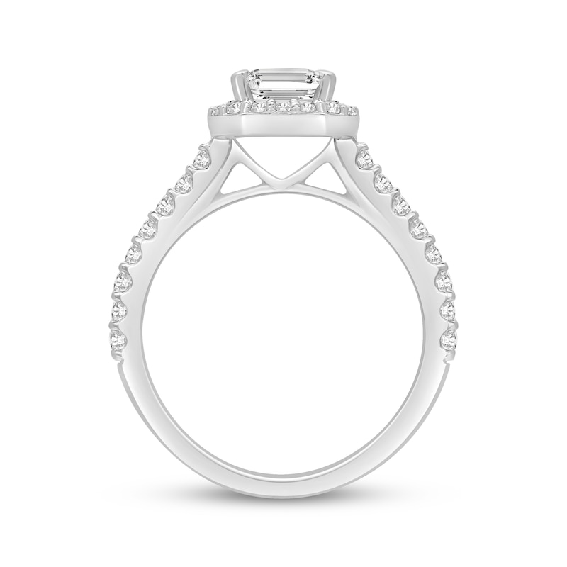 Main Image 3 of Now + Forever Lab-Grown Diamonds Emerald-Cut Halo Engagement Ring 2-1/2 ct tw Platinum