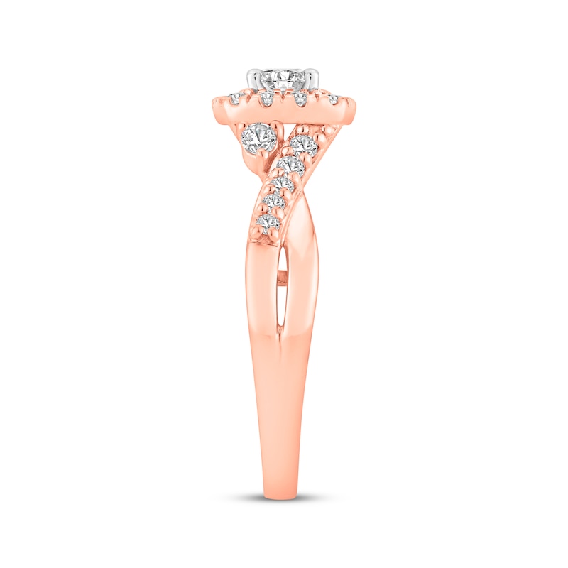Main Image 2 of Now + Forever Round-Cut Diamond Halo Engagement Ring 3/4 ct tw 14K Rose Gold
