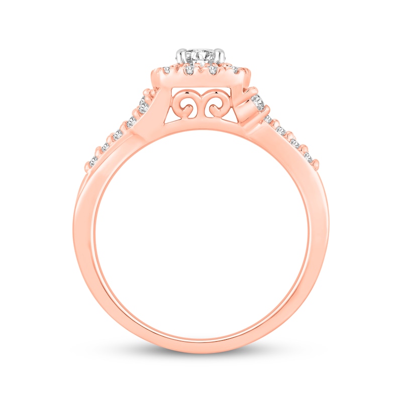 Main Image 3 of Now + Forever Round-Cut Diamond Halo Engagement Ring 3/4 ct tw 14K Rose Gold