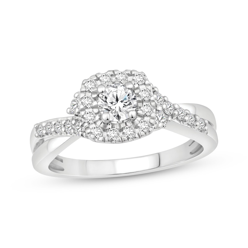 Main Image 1 of Now + Forever Round-Cut Diamond Halo Engagement Ring 3/4 ct tw 14K White Gold