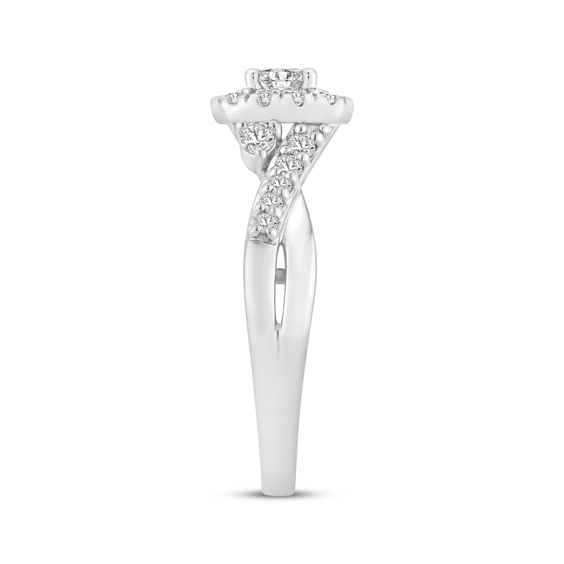 Main Image 2 of Now + Forever Round-Cut Diamond Halo Engagement Ring 3/4 ct tw 14K White Gold