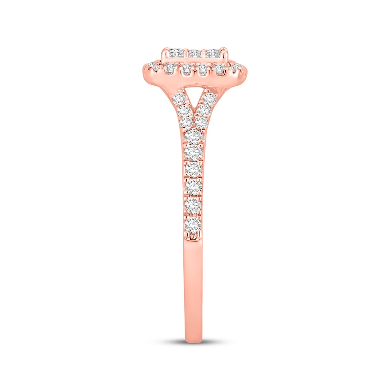 Main Image 2 of Now + Forever Multi-Diamond Center Cushion Halo Engagement Ring 3/4 ct tw 10K Rose Gold