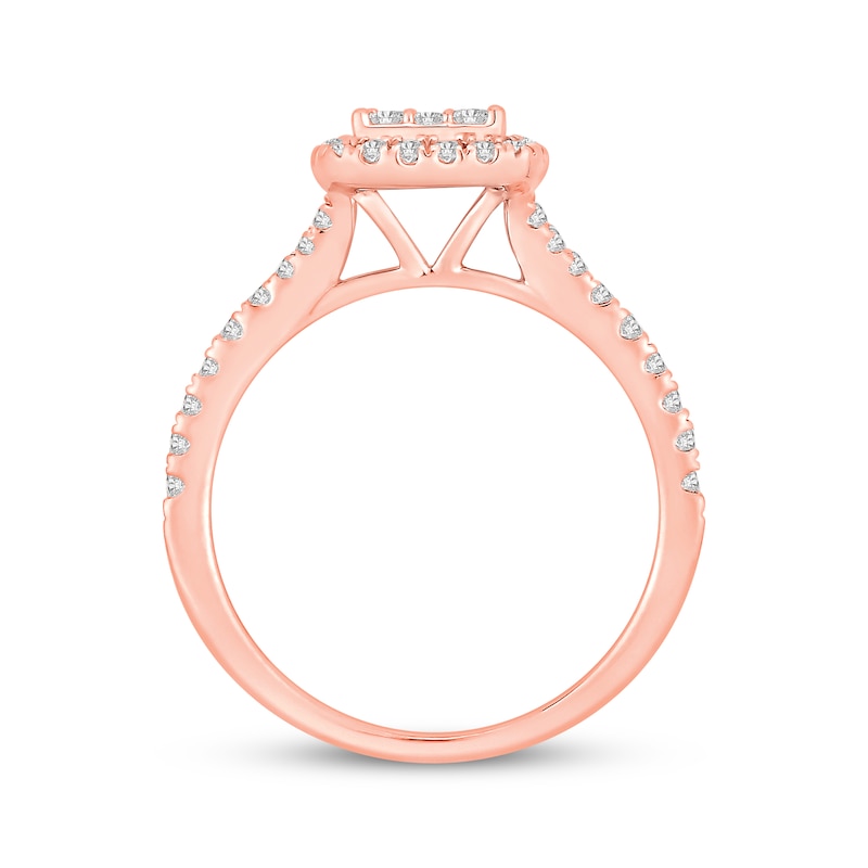 Main Image 3 of Now + Forever Multi-Diamond Center Cushion Halo Engagement Ring 3/4 ct tw 10K Rose Gold