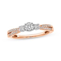 Now + Forever Round-Cut Diamond Three-Stone Engagement Ring 1/3 ct tw 10K Rose Gold
