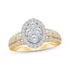 Thumbnail Image 1 of Now + Forever Multi-Diamond Center Oval Halo Engagement Ring 1 ct tw 14K Yellow Gold