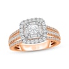 Thumbnail Image 1 of Now + Forever Princess-Cut Diamond Cushion Halo Engagement Ring 1-1/4 ct tw 14K Rose Gold