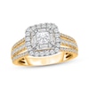 Thumbnail Image 1 of Now + Forever Princess-Cut Diamond Cushion Halo Engagement Ring 1-1/4 ct tw 14K Yellow Gold