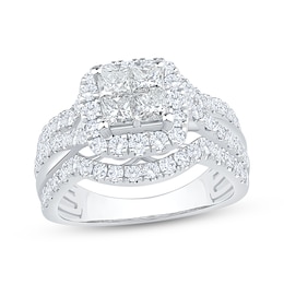 Now + Forever Princess-Cut Diamond Quad Halo Engagement Ring 2 ct tw 14K White Gold