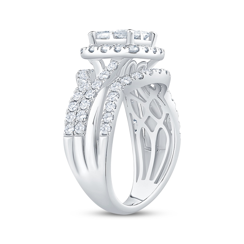 Main Image 2 of Now + Forever Princess-Cut Diamond Quad Halo Engagement Ring 2 ct tw 14K White Gold