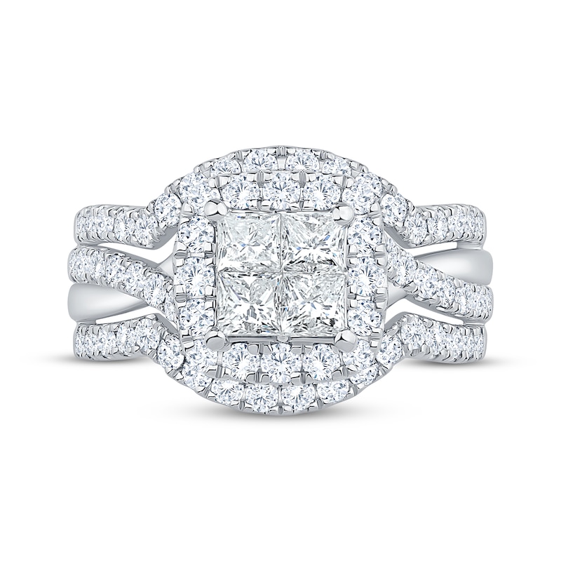 Main Image 3 of Now + Forever Princess-Cut Diamond Quad Halo Engagement Ring 2 ct tw 14K White Gold
