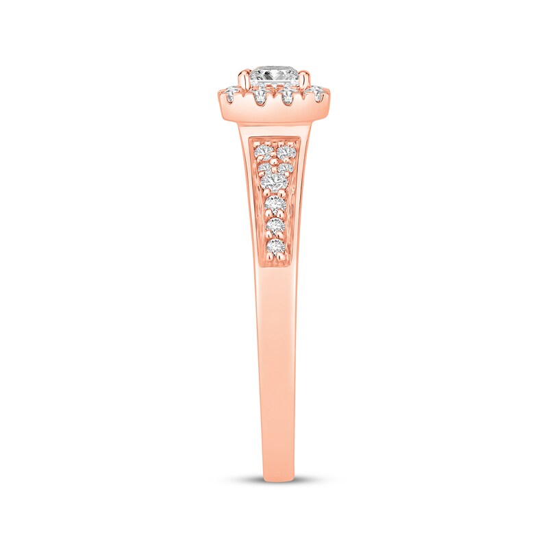 Main Image 2 of Now + Forever Princess-Cut Diamond Halo Engagement Ring 5/8 ct tw 10K Rose Gold