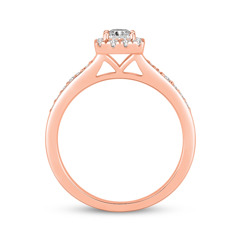 Main Image 3 of Now + Forever Princess-Cut Diamond Halo Engagement Ring 5/8 ct tw 10K Rose Gold