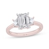 Thumbnail Image 1 of Now + Forever Lab-Grown Diamonds Emerald & Trapezoid-Cut Three-Stone Engagement Ring 4-1/6 ct tw 14K Rose Gold