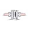 Thumbnail Image 3 of Now + Forever Lab-Grown Diamonds Emerald & Trapezoid-Cut Three-Stone Engagement Ring 4-1/6 ct tw 14K Rose Gold